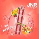 Vape jetable JNR Shisha Hookah Mix Berry Ice avec un mélange de fruits rouges glacés, capacité de 12000 Puffs et design élégant.