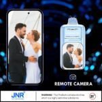 JNR Vapewatch featuring remote camera functionality with a couple's photo displayed on both the vape device and smartphone screen, showcasing the world's first smart vape.