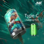 JNR Mango Passion Fruit disposable vape with 950mAh battery, Type-C charging port, and vibrant eagle design.