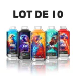 Pack of 10 JNR Falcon-X 18K disposable vapes with colorful falcon designs and assorted fruity flavors for bulk sale