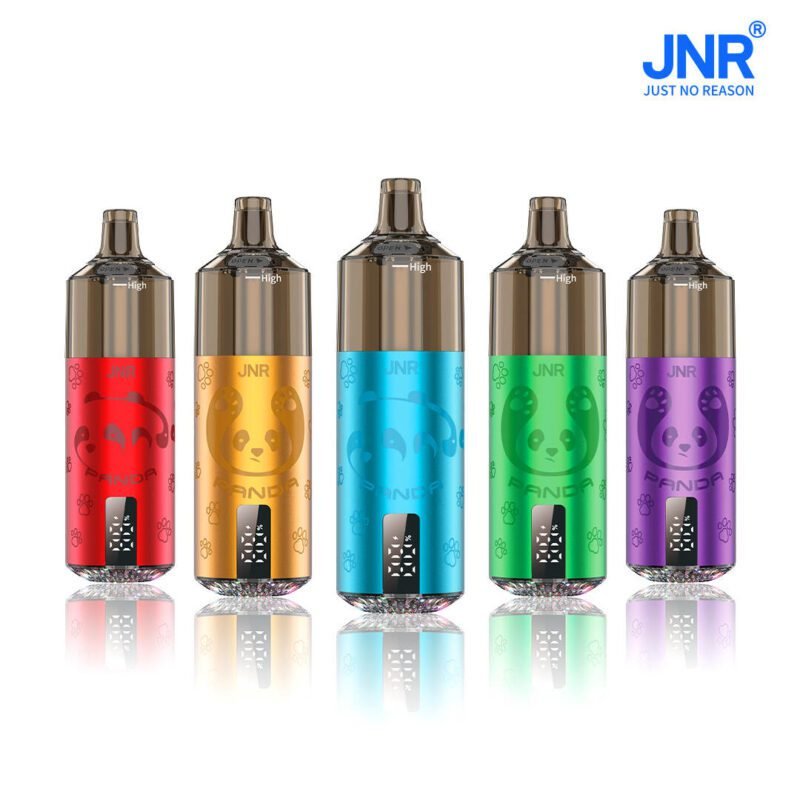 JNR Panda Pod Mod with multiple color options (red, orange, blue, green, purple), featuring a high-capacity pod system for enhanced vaping experience.