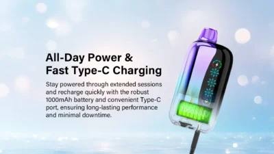 JNR Flex Ice vape with visible 1000mAh battery and Type-C charging