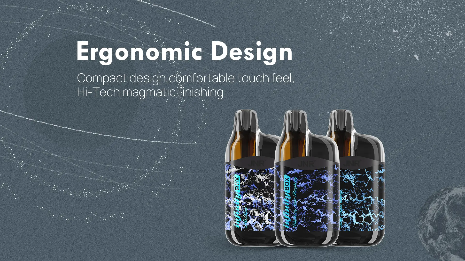 JNR Gravity Box vape with ergonomic design and hi-tech magmatic finish