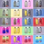 Grid view of 20 JNR MEGA BOX disposable vape devices in colorful casing, each flavor labeled including Strawberry Banana, Blue Razz Cherry, Kiwi Watermelon Ice, Skittles and more