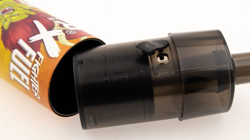 JNR Fighter Fuel vape device logo with "Just No Reason" branding, compatible with refillable e-liquid cartridges via black silicone plug