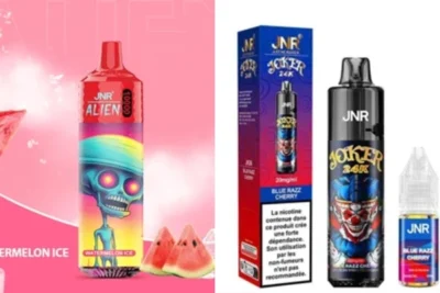 Découvrez la fraîcheur fruitée du Watermelon Ice avec le vape JNR Alien 10000 face au JNR Joker 24K avec sa saveur Blue Razz Cherry enivrante.